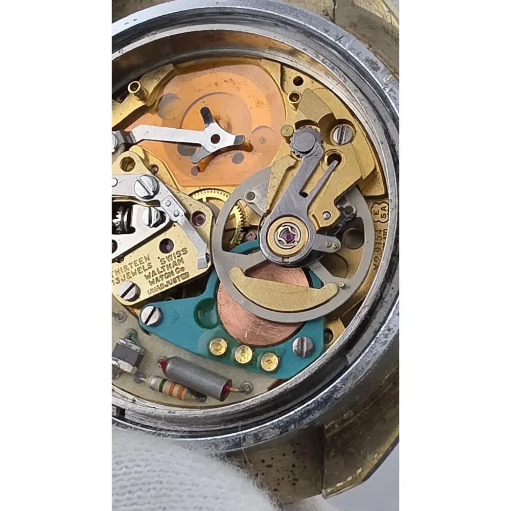 Vintage Mens Waltham GP Electrodyne Swissonic Incabloc Watch Parts or Repair